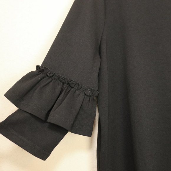 Eloquii Womens Shift Shirt Dress Half Ruffle Sleeve Solid Black Size 14 XL - Picture 2 of 8